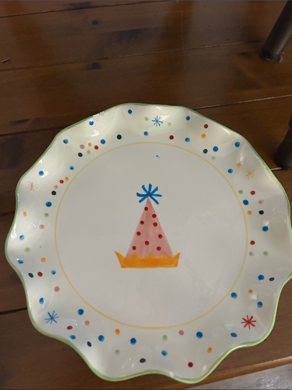 Boston Warehouse Confetti Party Plate in White with Multicolor Dots
